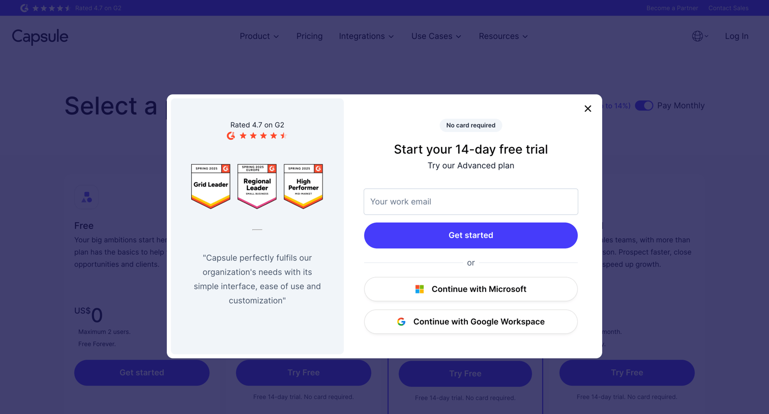 Capsule - CRM Pricing & Sign-Up (Free Trial) | Capsule CRM screen