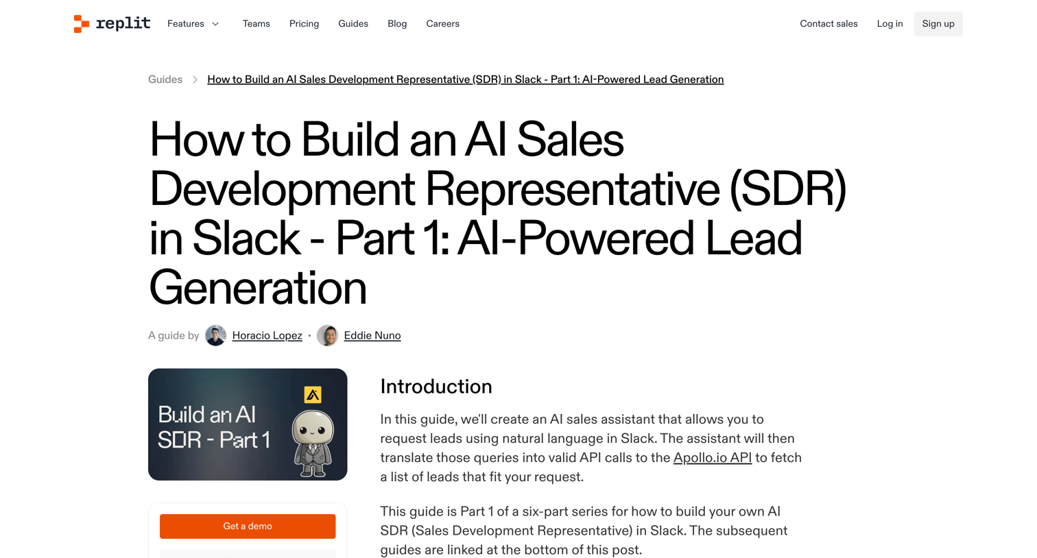 Replit - How to Build an AI Sales Development Representative (SDR) in Slack - P screen