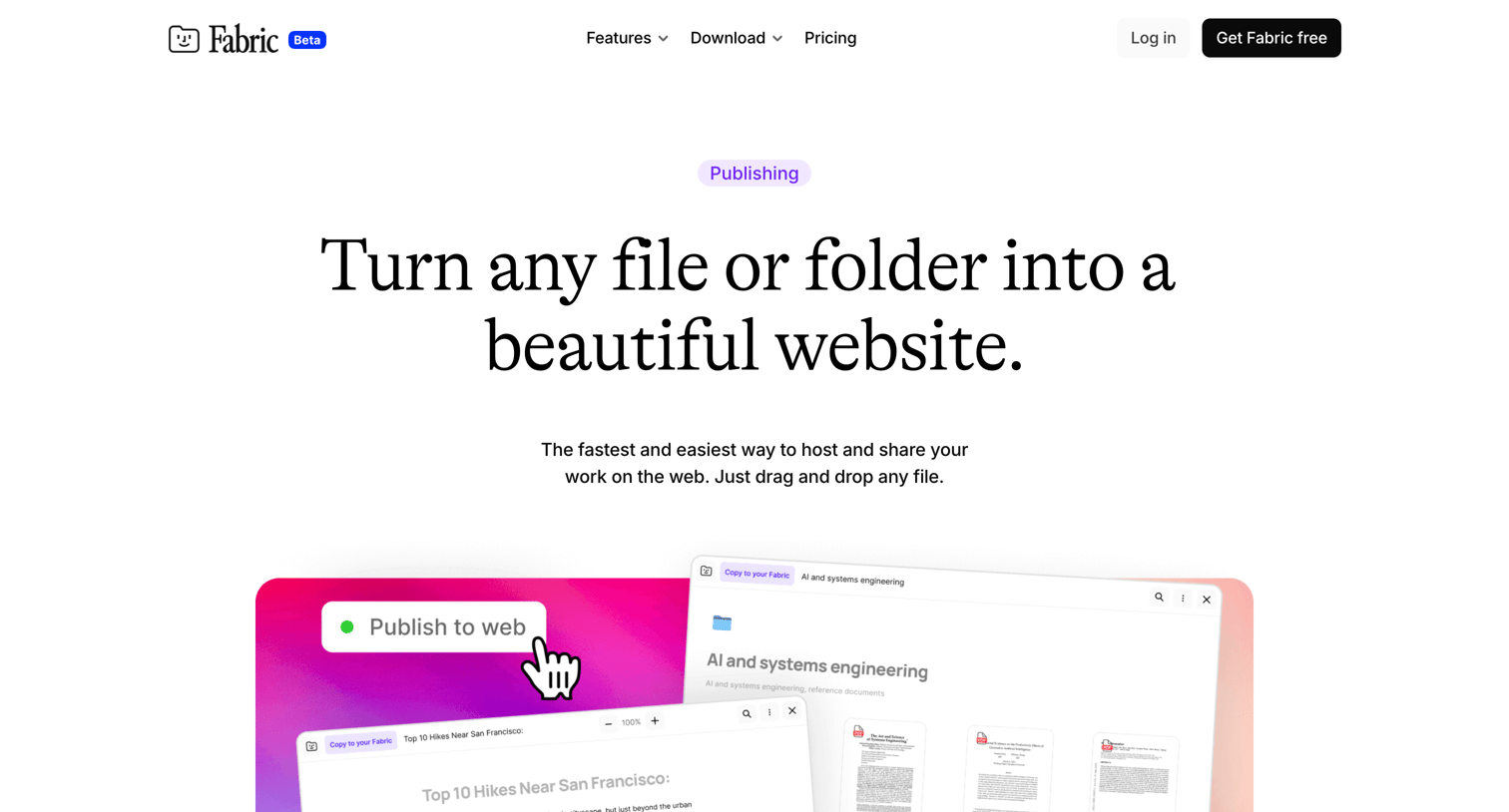 Fabric - Fabric Publish any file or folder in seconds screen