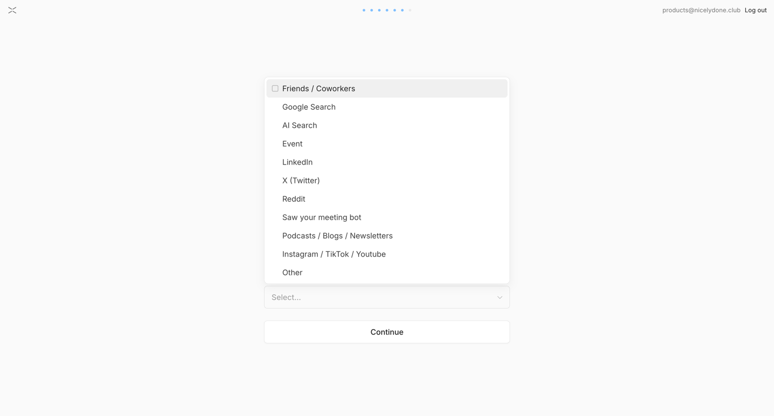 Lightfield - Lightfield - Tell Us About Your Work screen