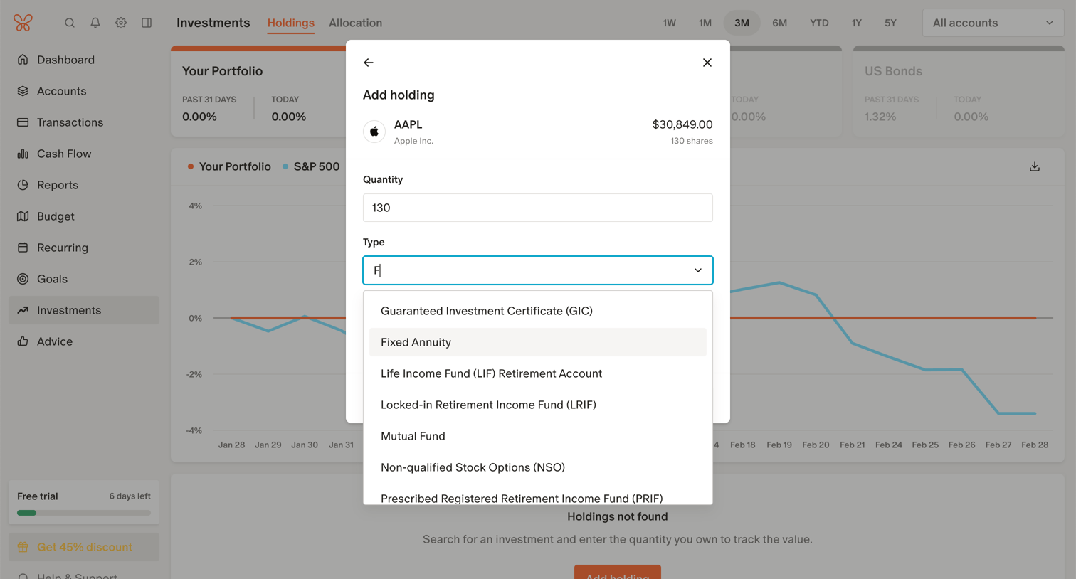 Monarch - Monarch | Investment Holdings screen