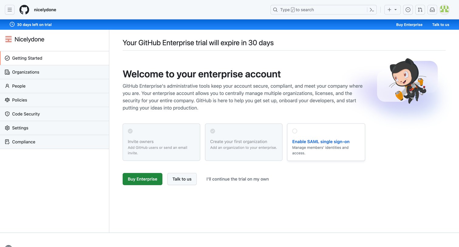 Github - Getting Started · Nicelydone screen