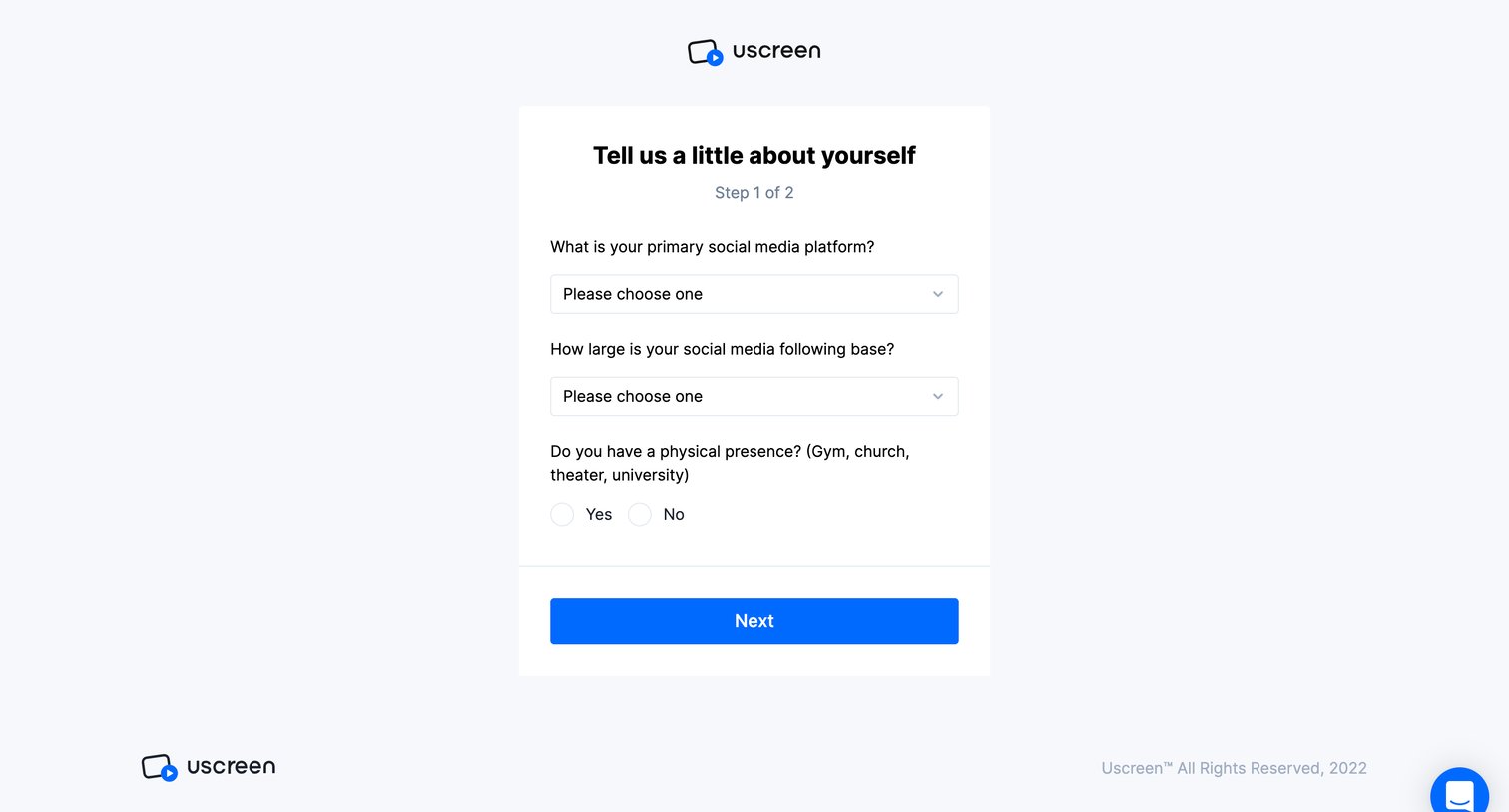 Uscreen - Admin area screen