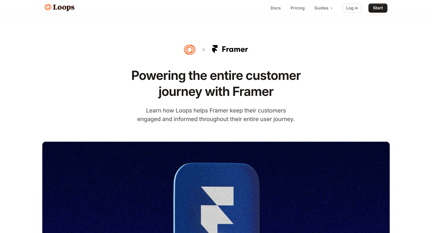 Loops - Powering the entire customer journey with Framer - Loops Customer Stories screen