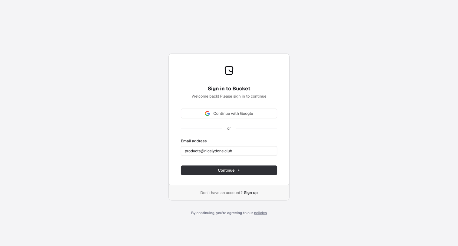 Reflag - Login screen