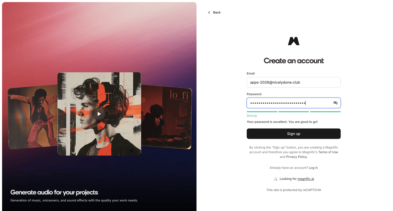 Magnific - magnific.com/sign-up?client_id=magnific&lang=en&cb_url=https://www.magnific.com/user/me screen
