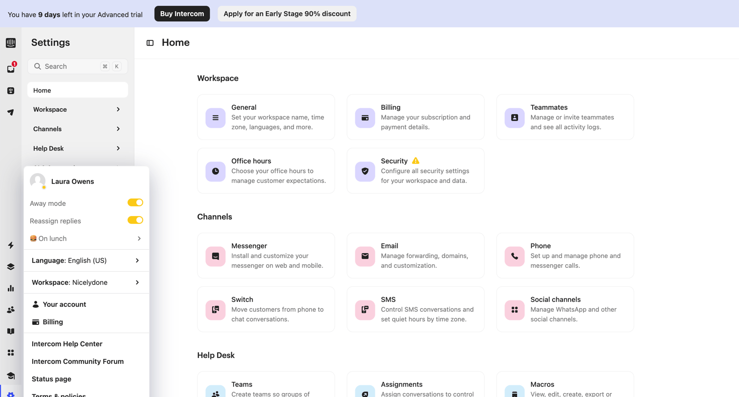 Intercom - Settings | Nicelydone Intercom screen