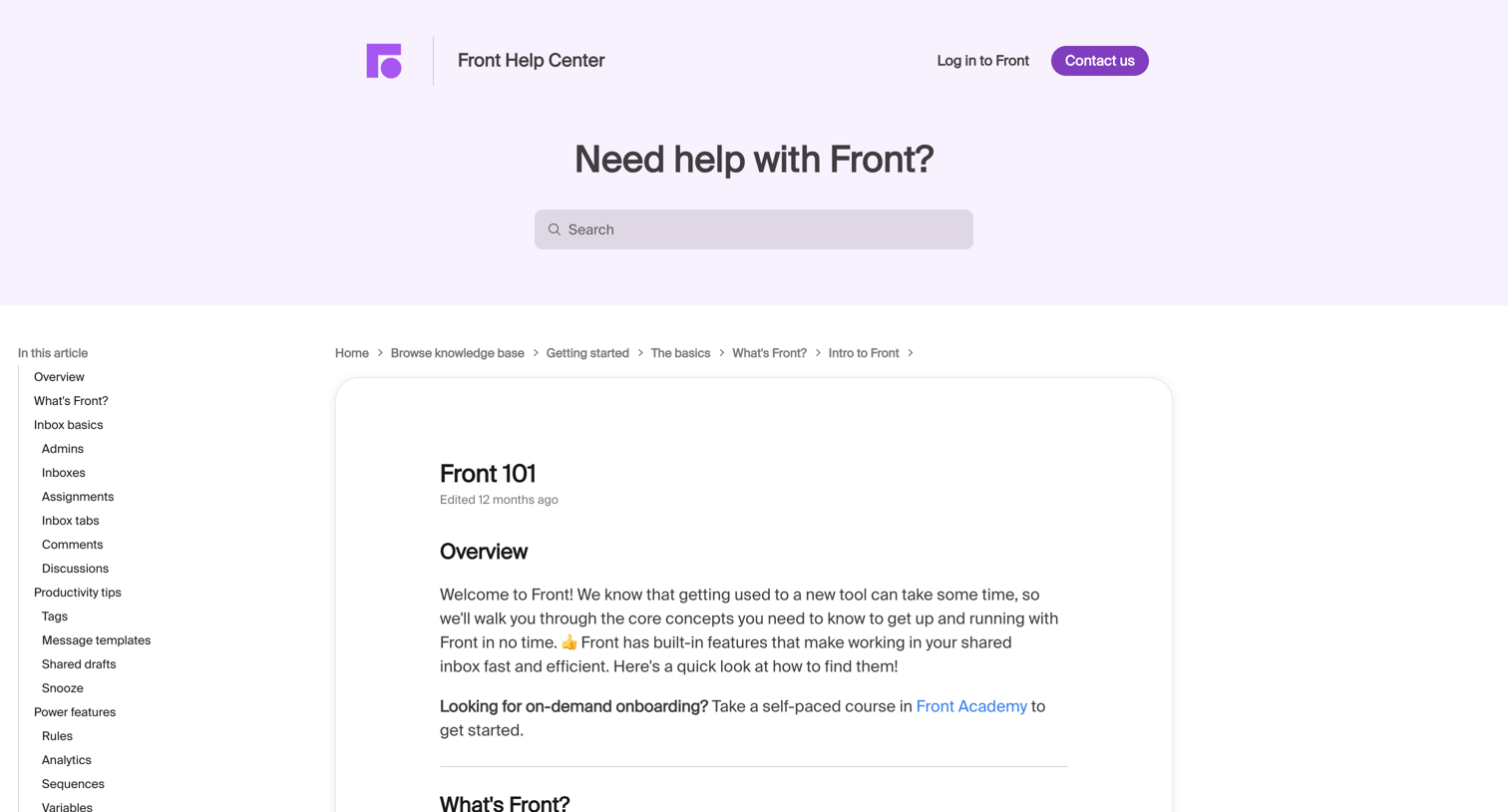 Front - Front 101 screen