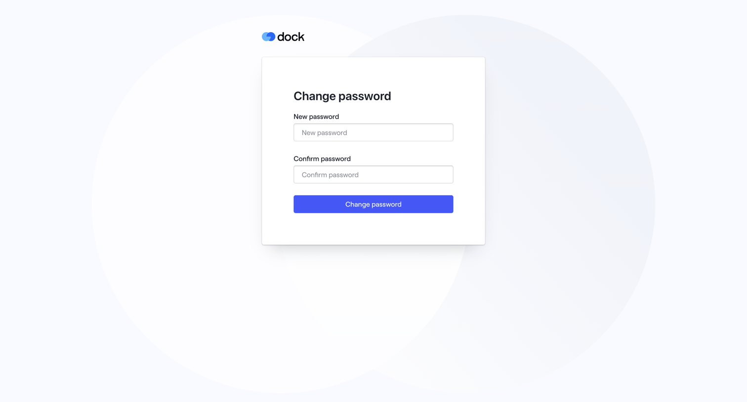 Dock - Change password · Dock screen