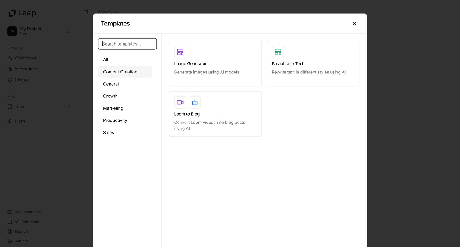 Leap - Leap AI | Automate any workflow with AI screen
