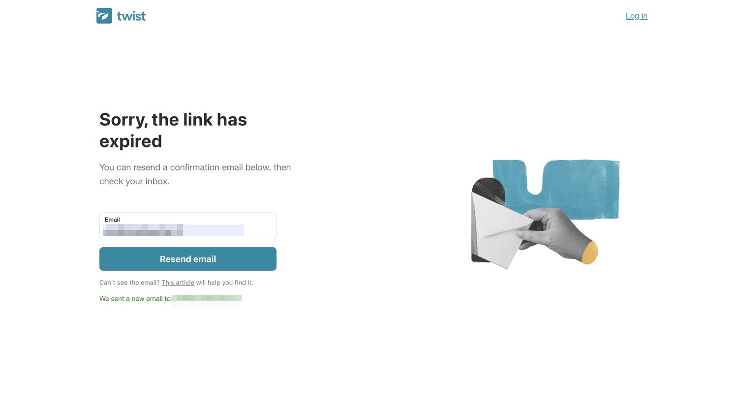 Twist - Sorry, the link has expired | Twist screen