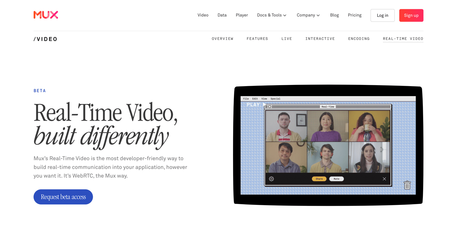Mux - Real-Time Video | Mux screen