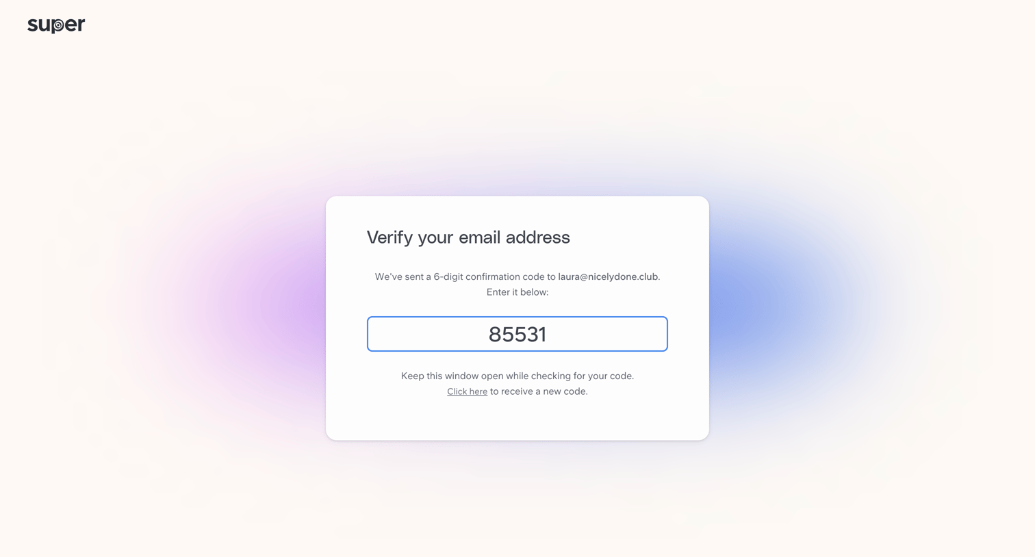 Super - Get started | Super screen