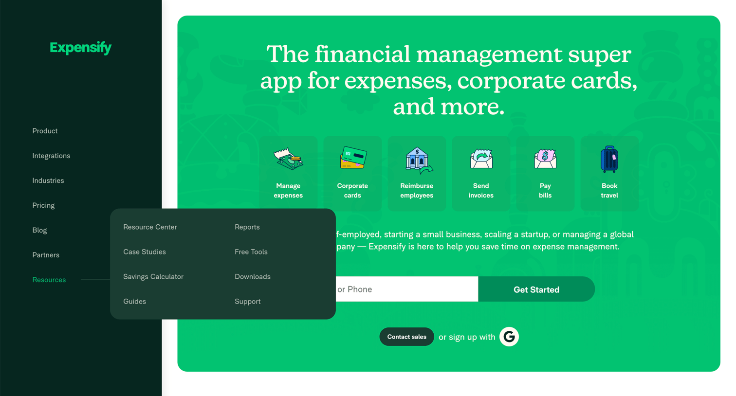 Expensify - Expense Report Software | Manage Your Company Spend screen