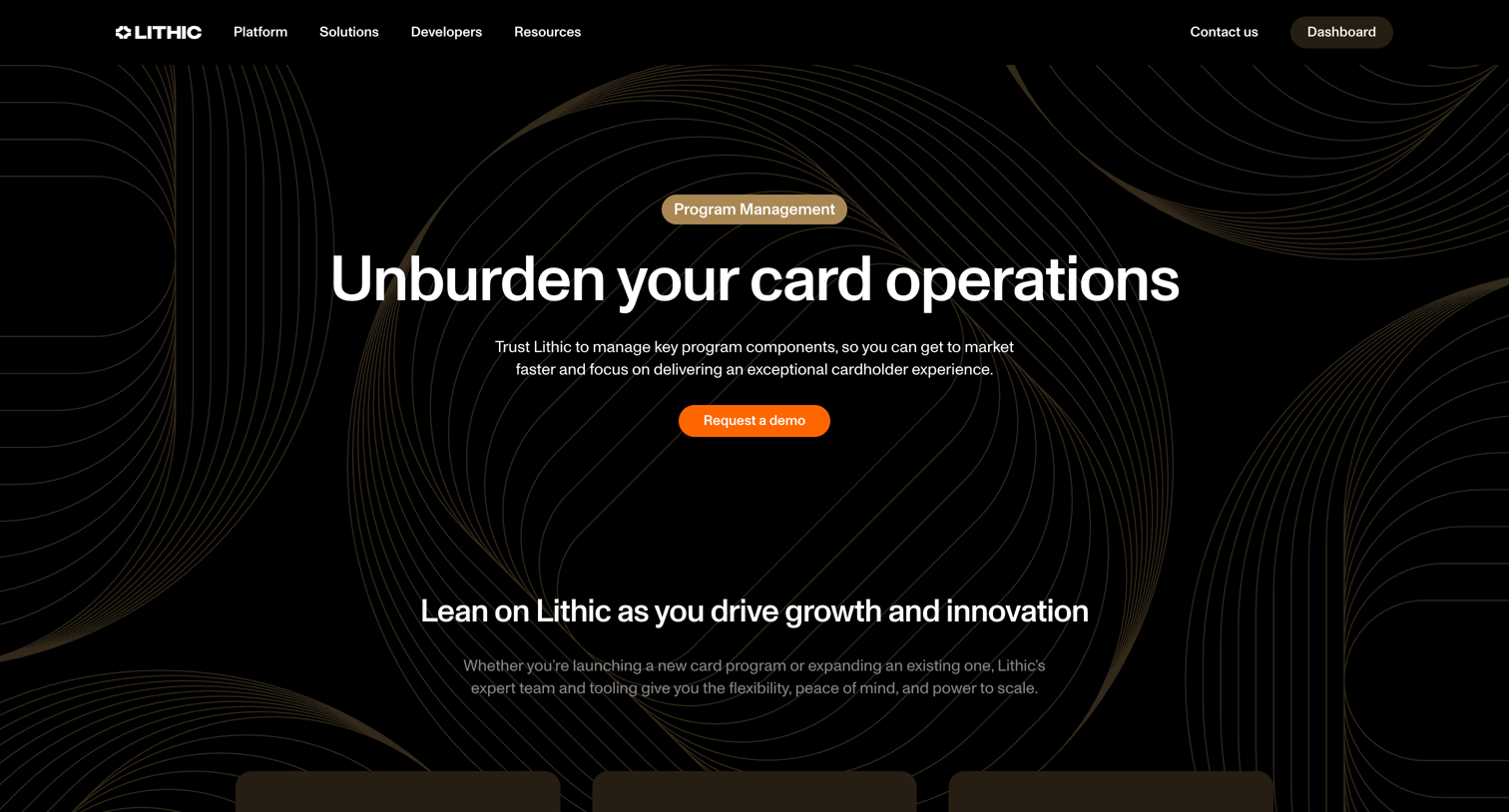 Lithic - Program Management screen