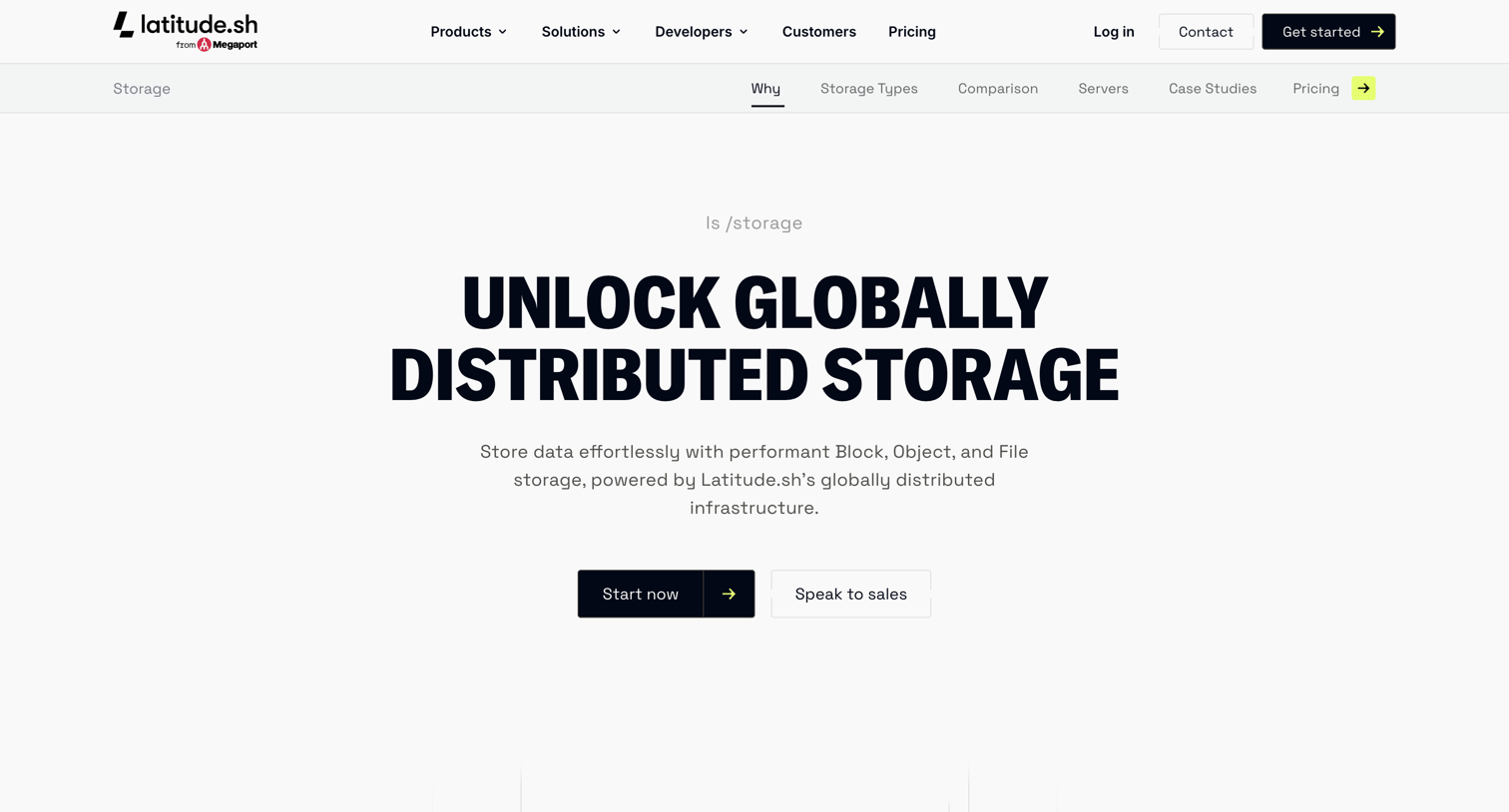 Latitude.sh - Storage - Latitude.sh screen