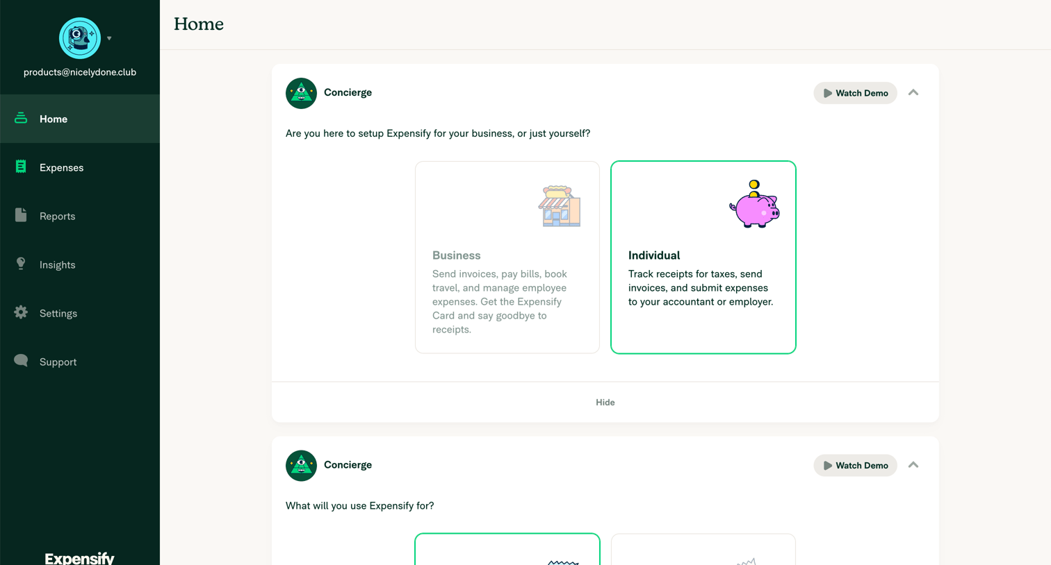 Expensify - Expensify - Home screen