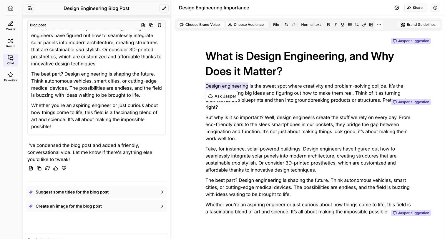 Jasper - Design Engineering Importance - Jasper screen