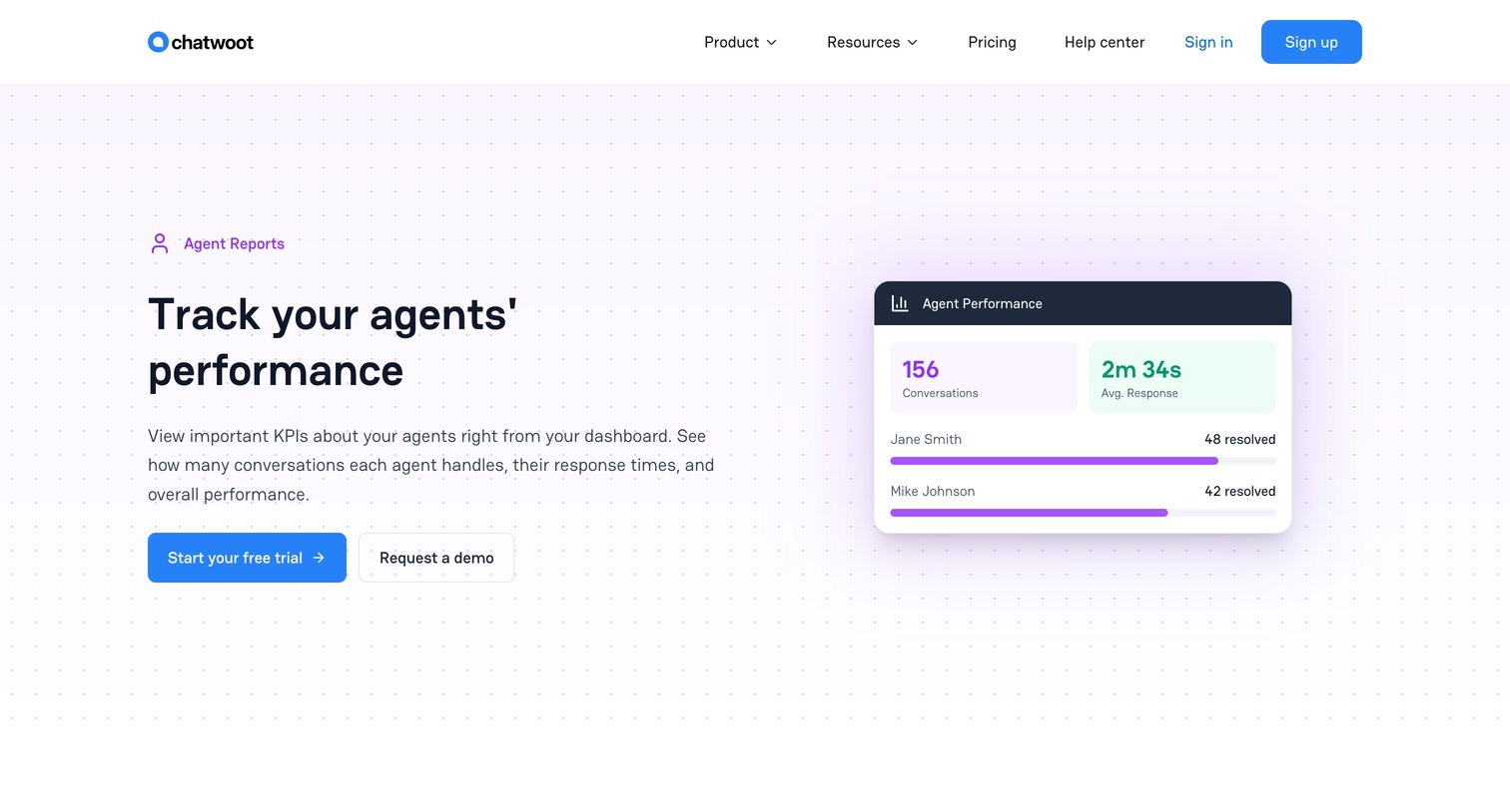 Chatwoot - Agent Reports  Chatwoot screen