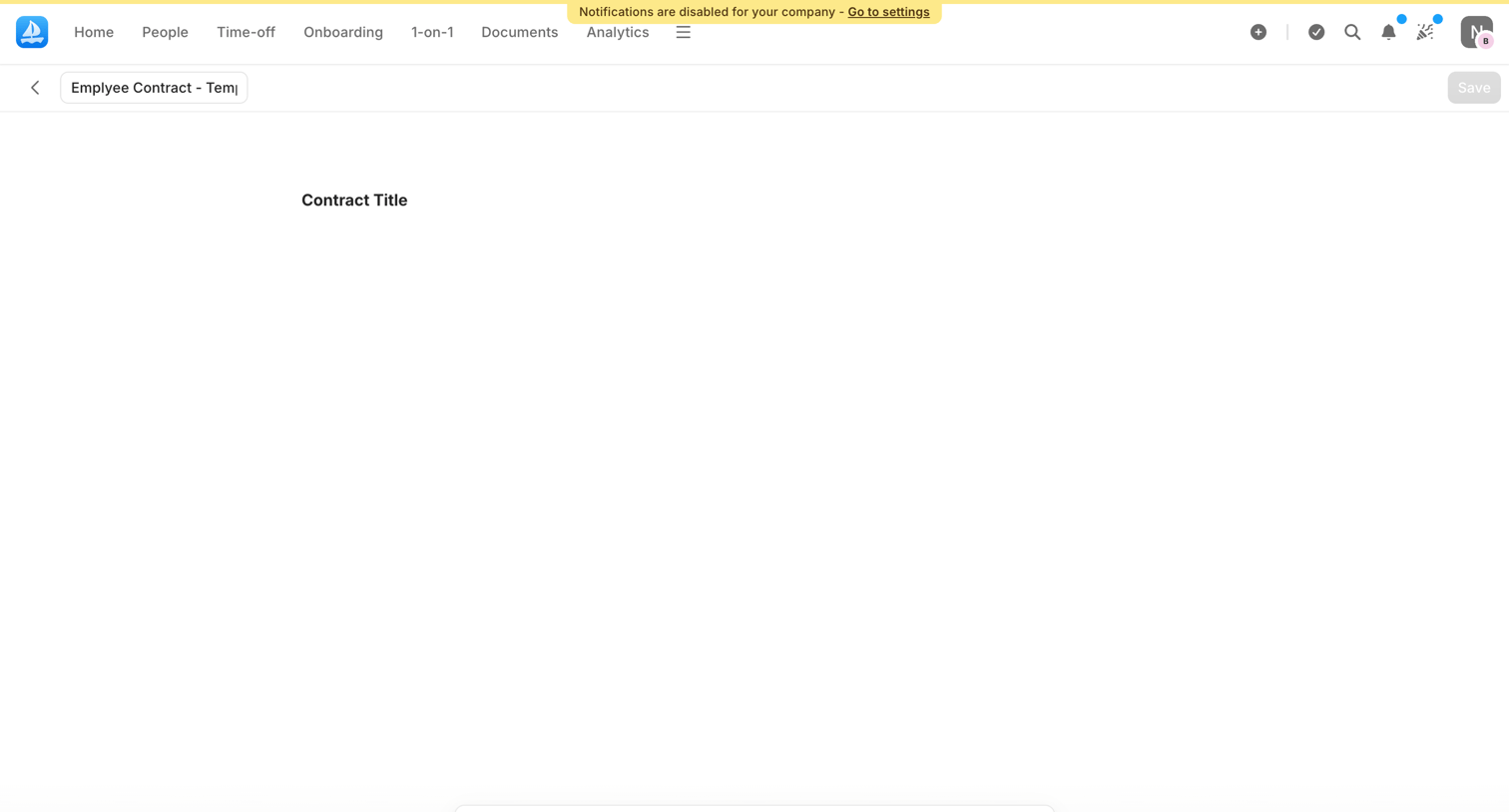 Aboard - Edit | Emplyee Contract - Template 1 | Contract templates | Aboard screen