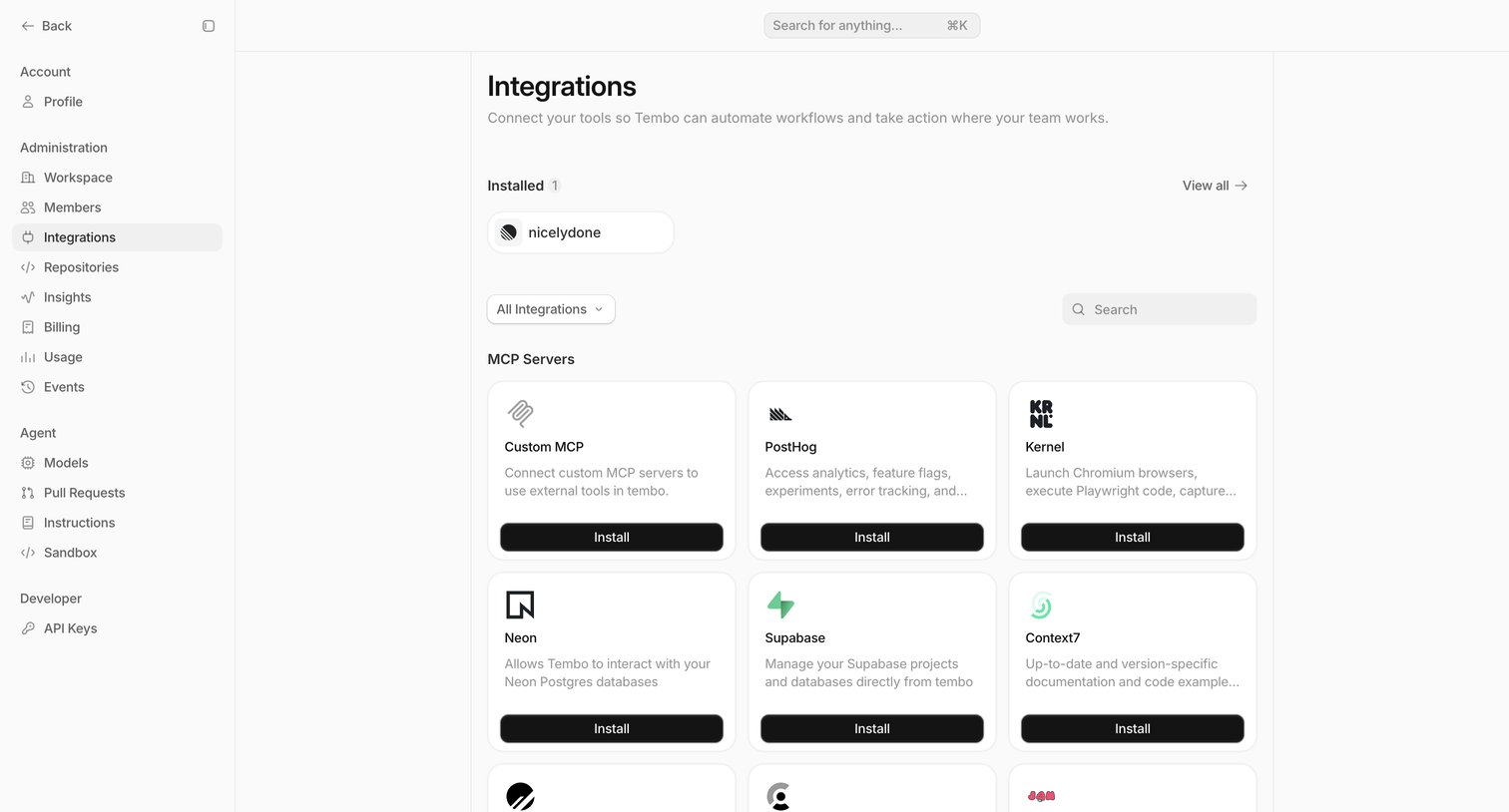 Integrations — Tembo from Tembo