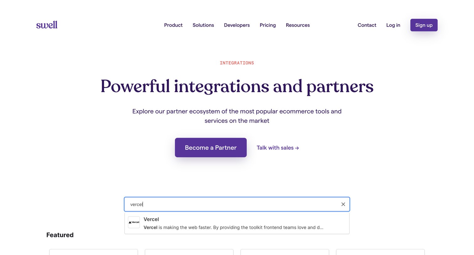 Swell - Find the right Swell Technology Partner screen