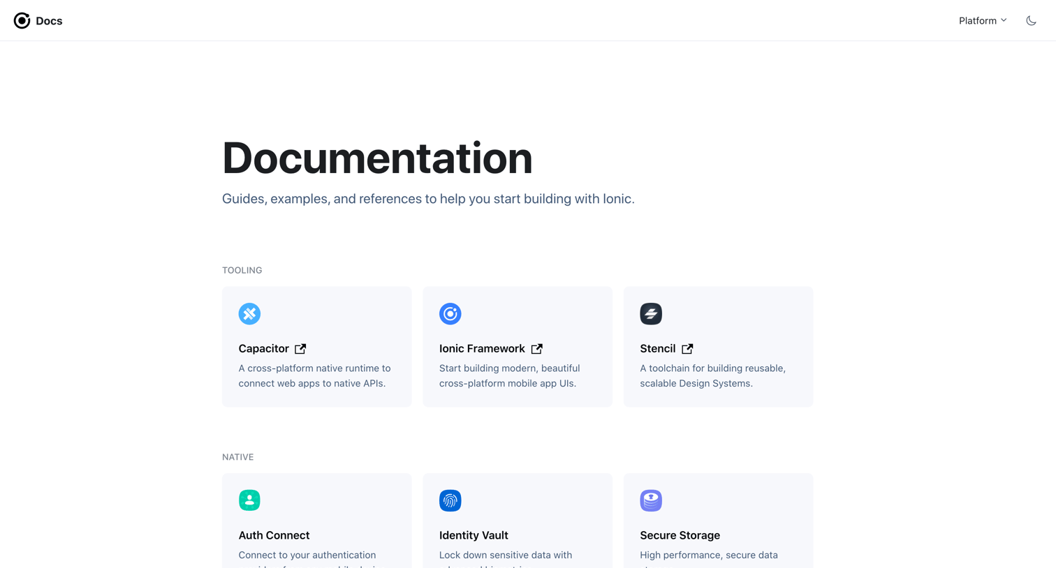 Ionic - Documentation - Ionic Documentation screen