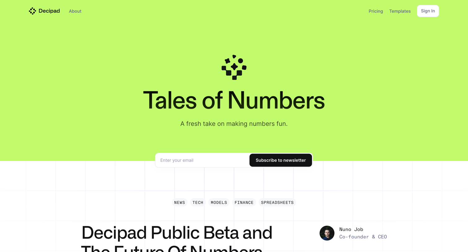 Decipad - Tales of Numbers • Decipads Blog screen