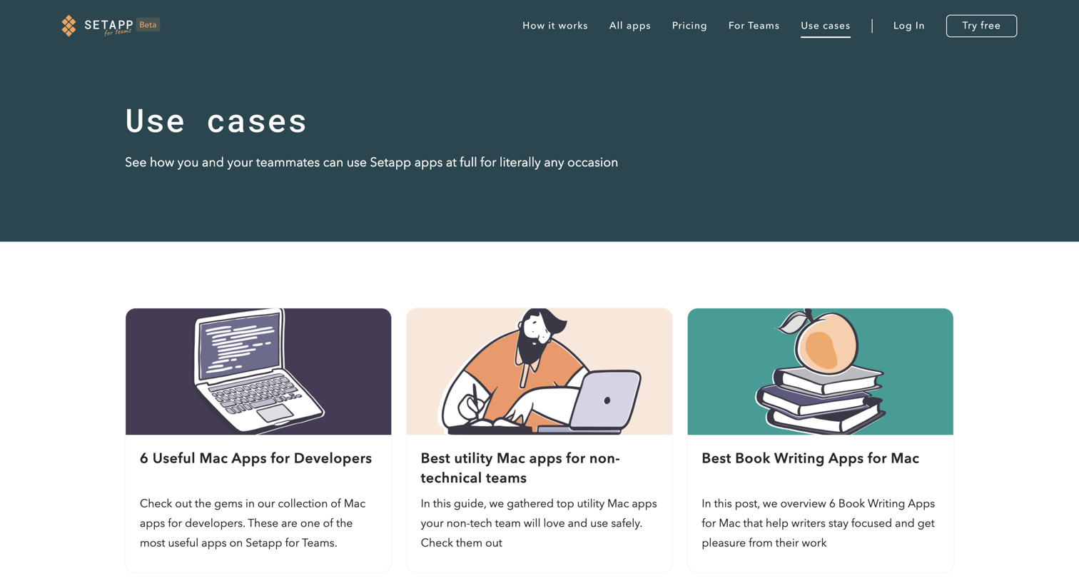 Setapp - Use cases | Setapp for Teams screen