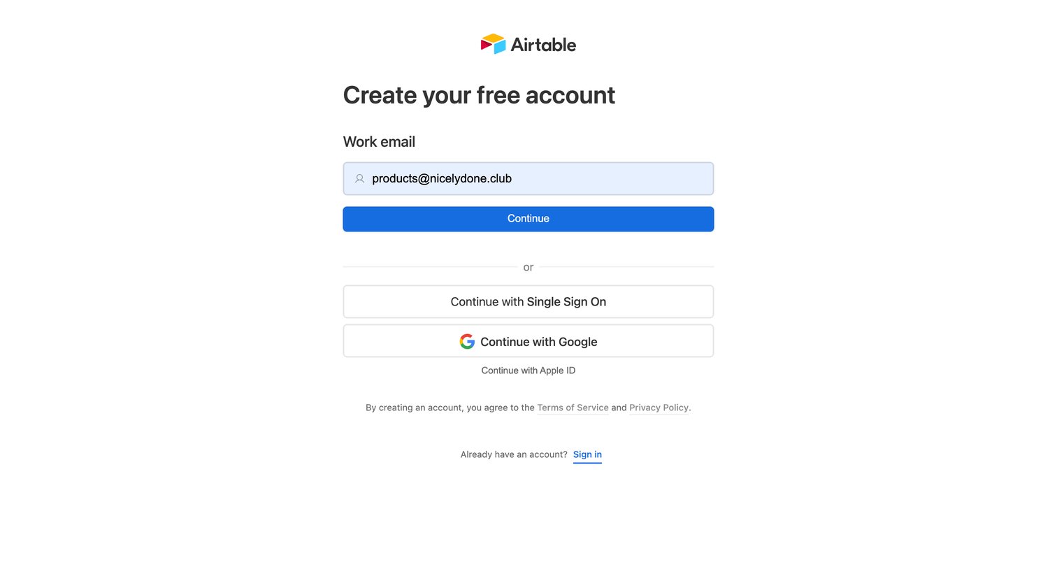 Sign up - Airtable from Airtable