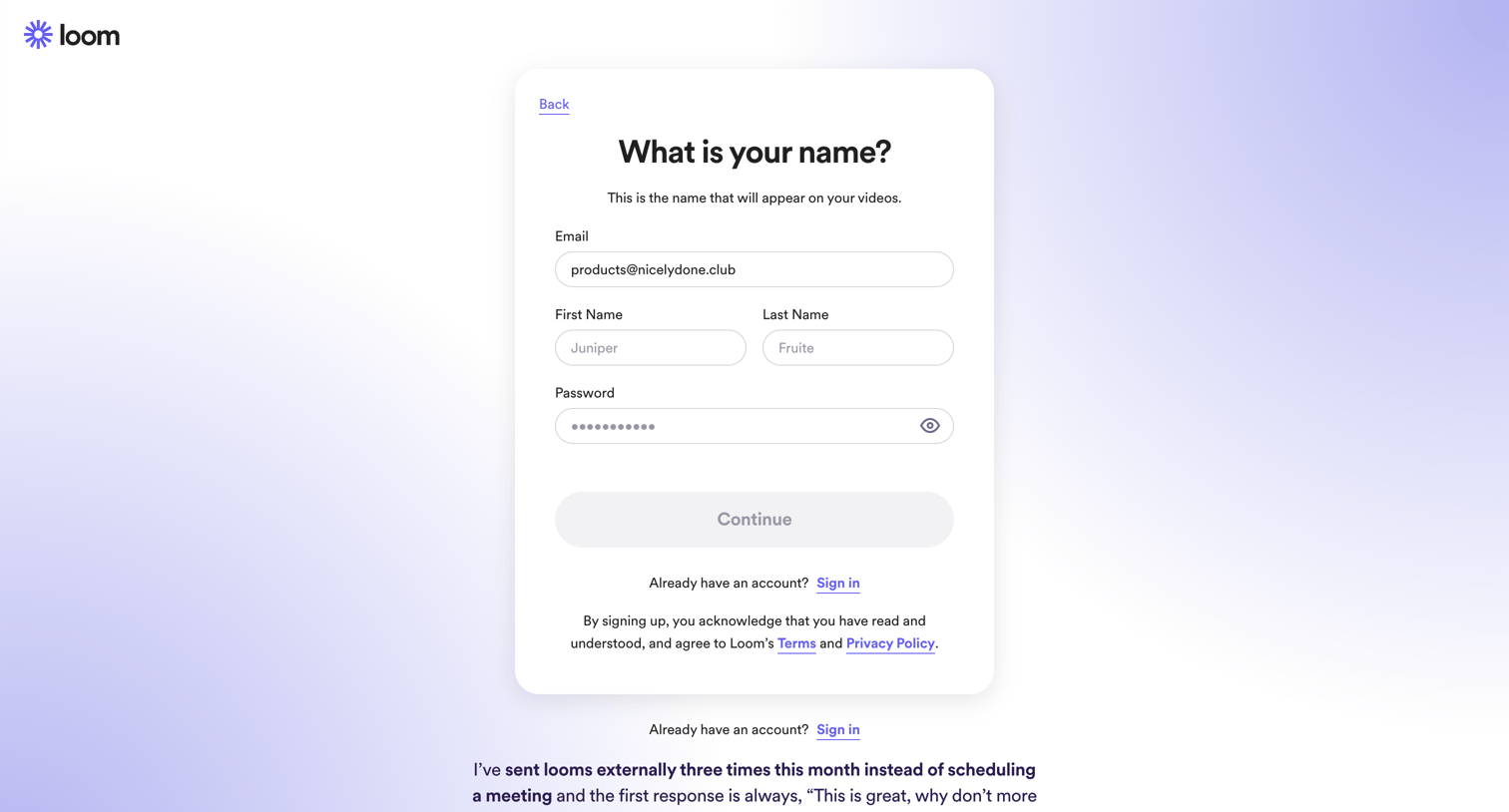 Loom - Sign up for Loom | Loom screen