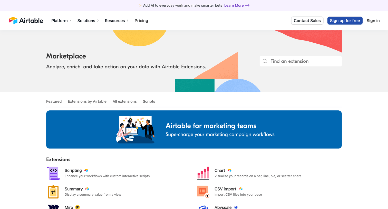 Airtable - Apps - Airtable Marketplace screen