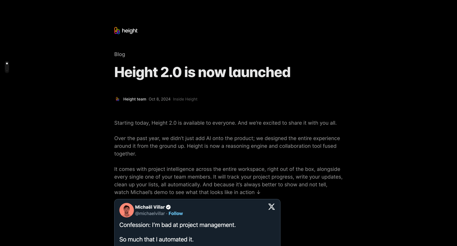 Height - Height 2.0 is now launched screen