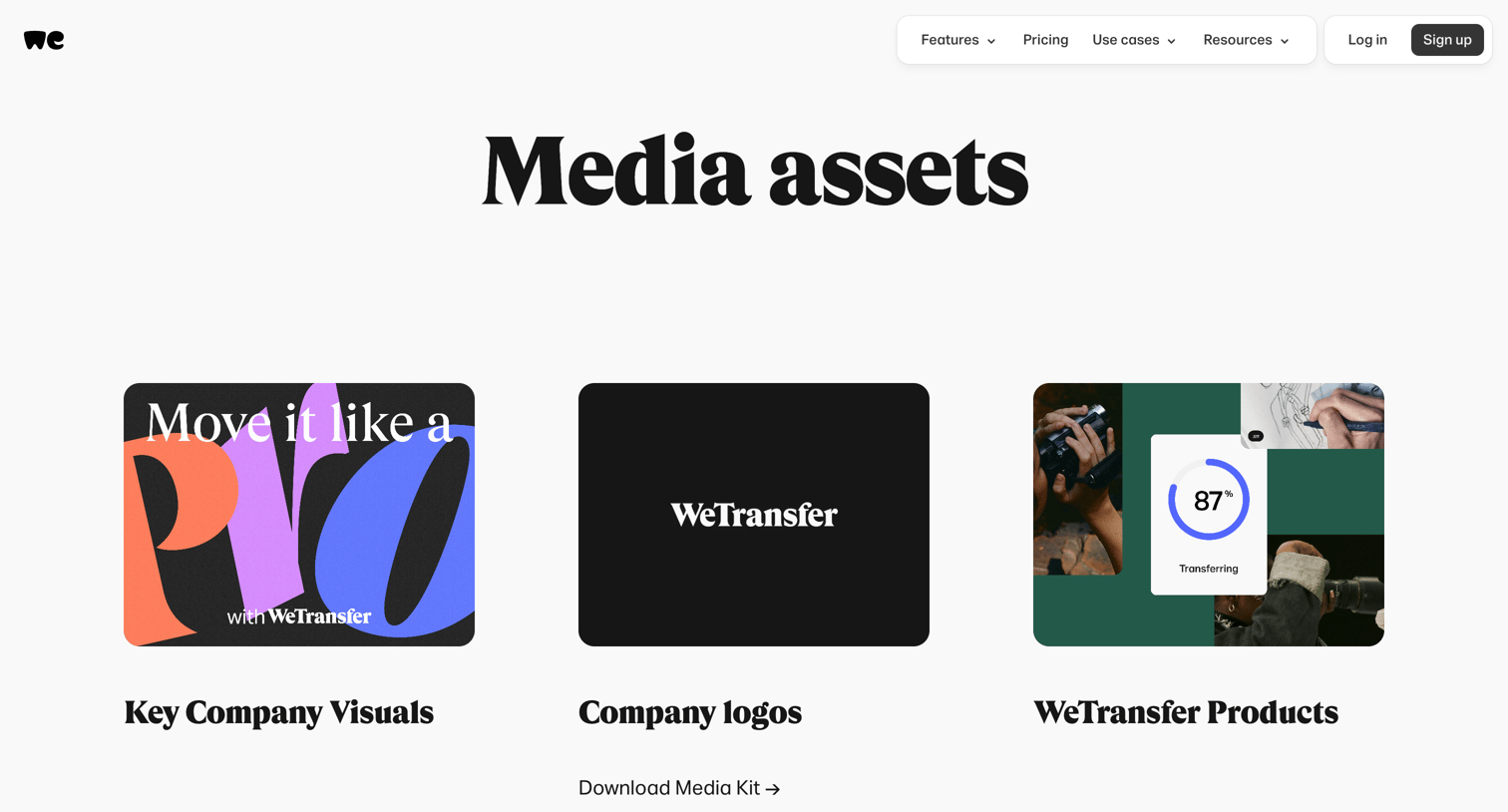 WeTransfer - Media assets | WeTransfer screen