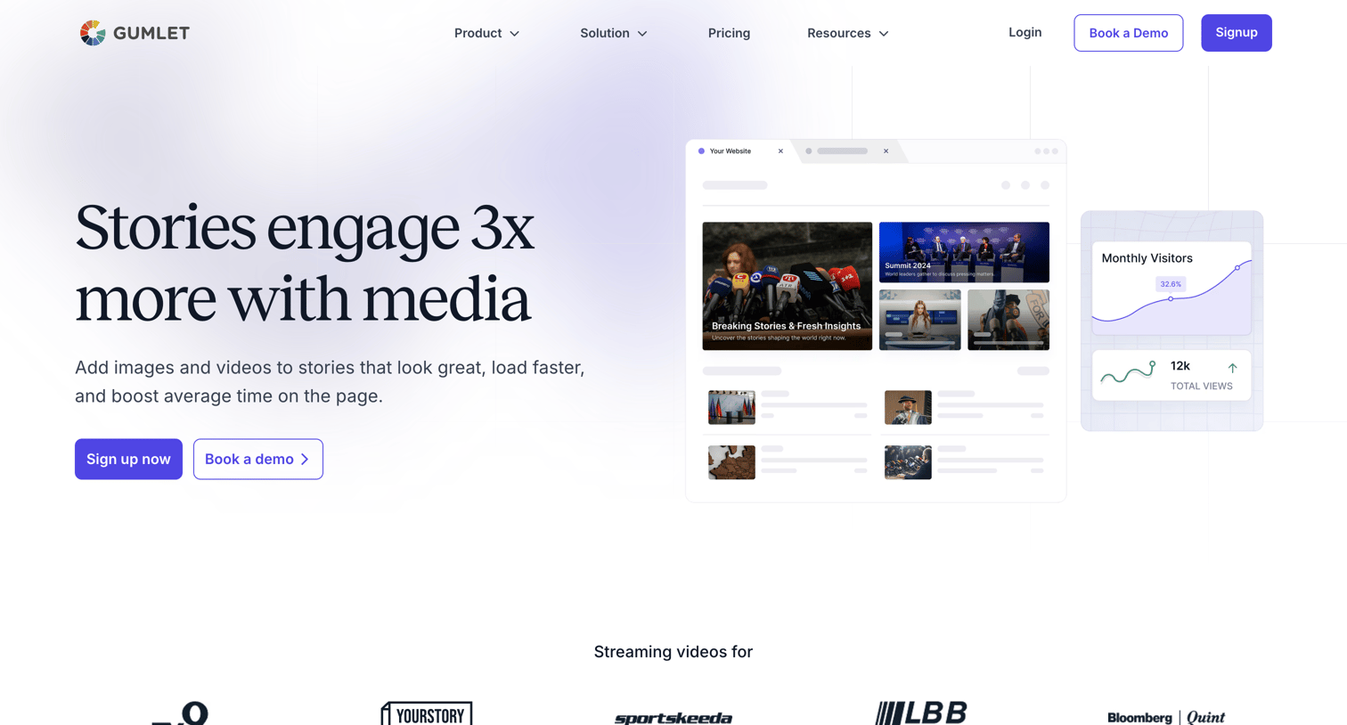 Gumlet - Gumlet for News | Media screen