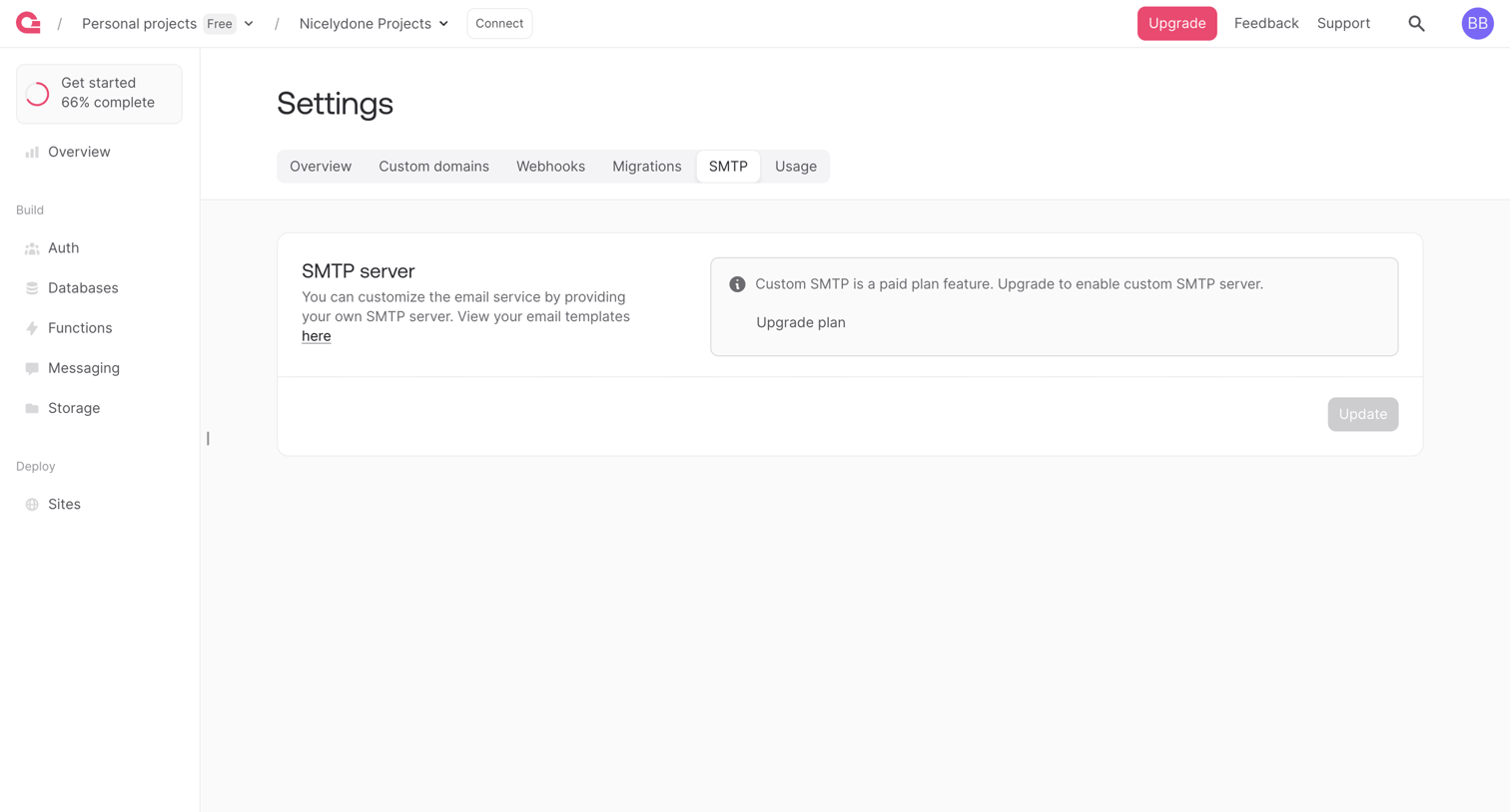 Appwrite - Webhook - Appwrite screen