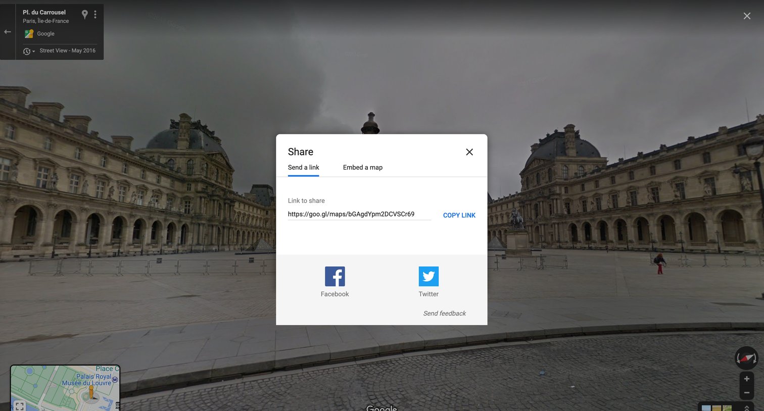 Google maps - Pl. du Carrousel - Google Maps screen