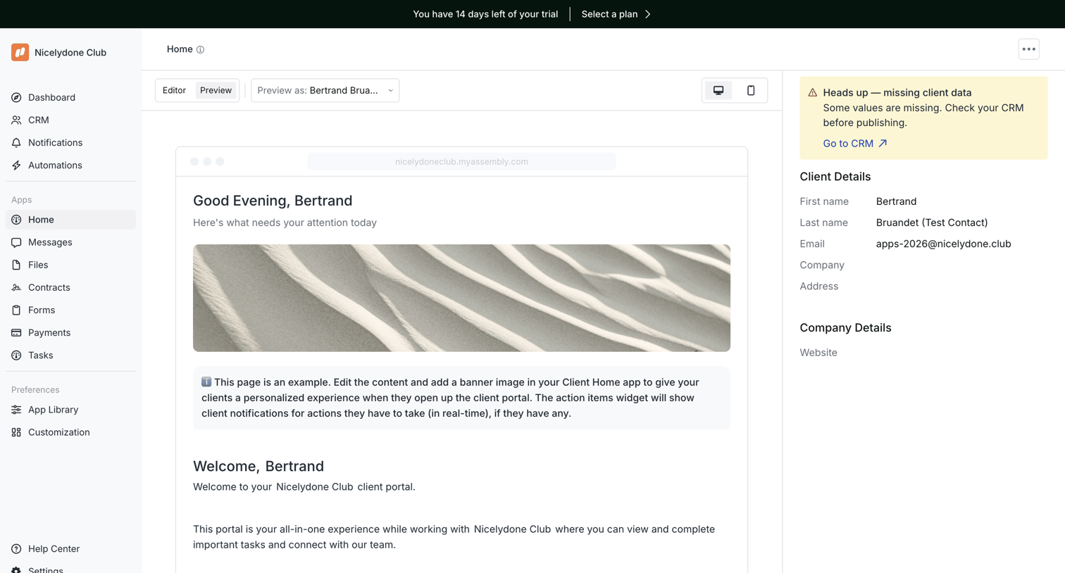 Assembly Dashboard – Nicelydone Club from Assembly AI App Builder