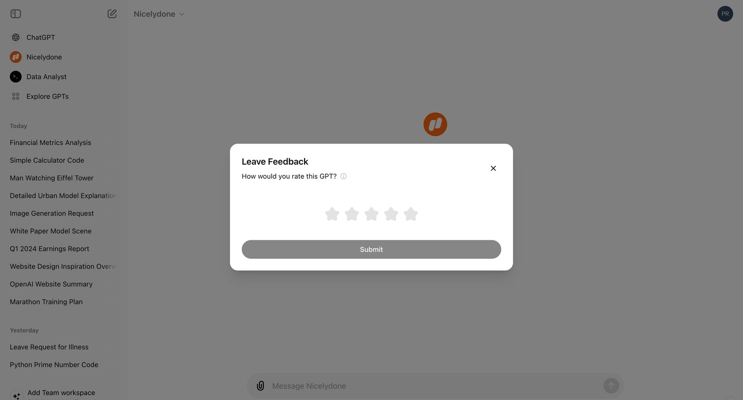 ChatGPT - ChatGPT - Nicelydone screen