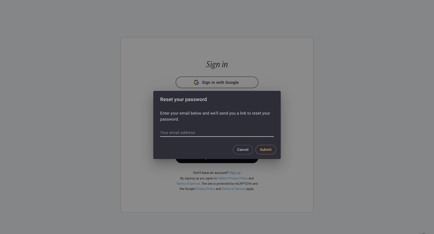 Sign in to your Fable motion design account from Fable