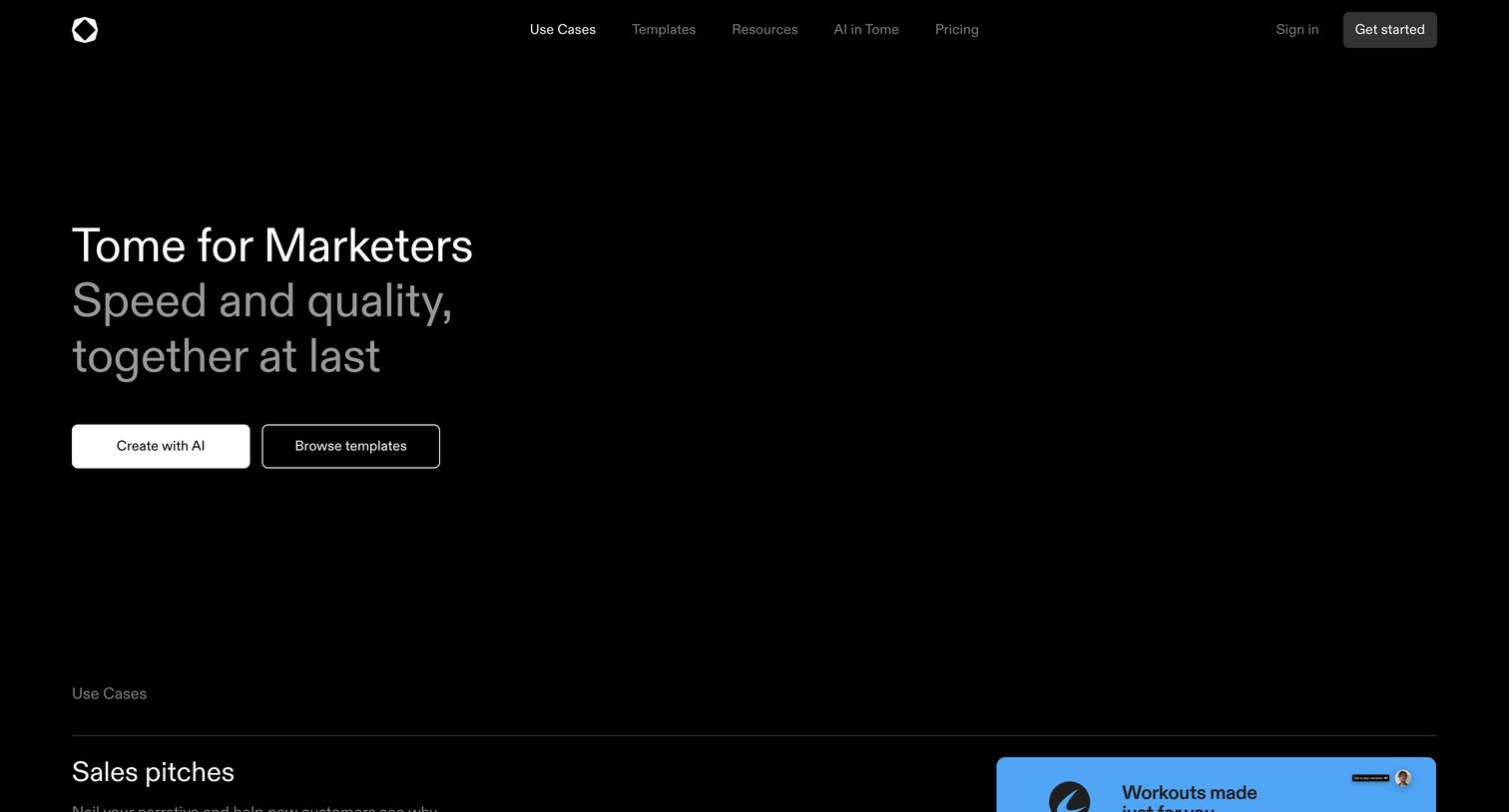Tome - AI for Marketing | Tome screen