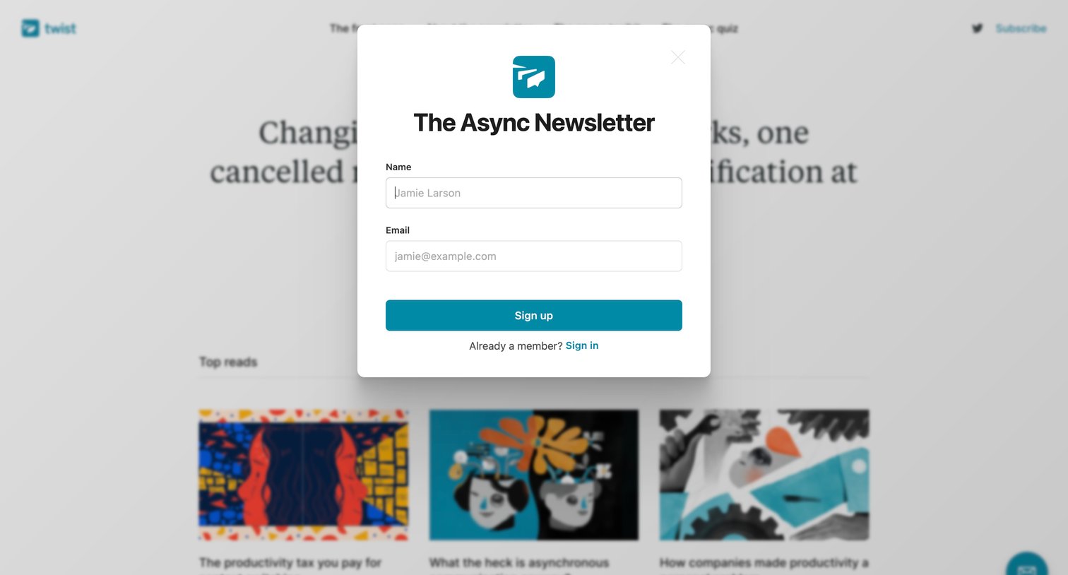 Twist - The Async Newsletter by Twist screen