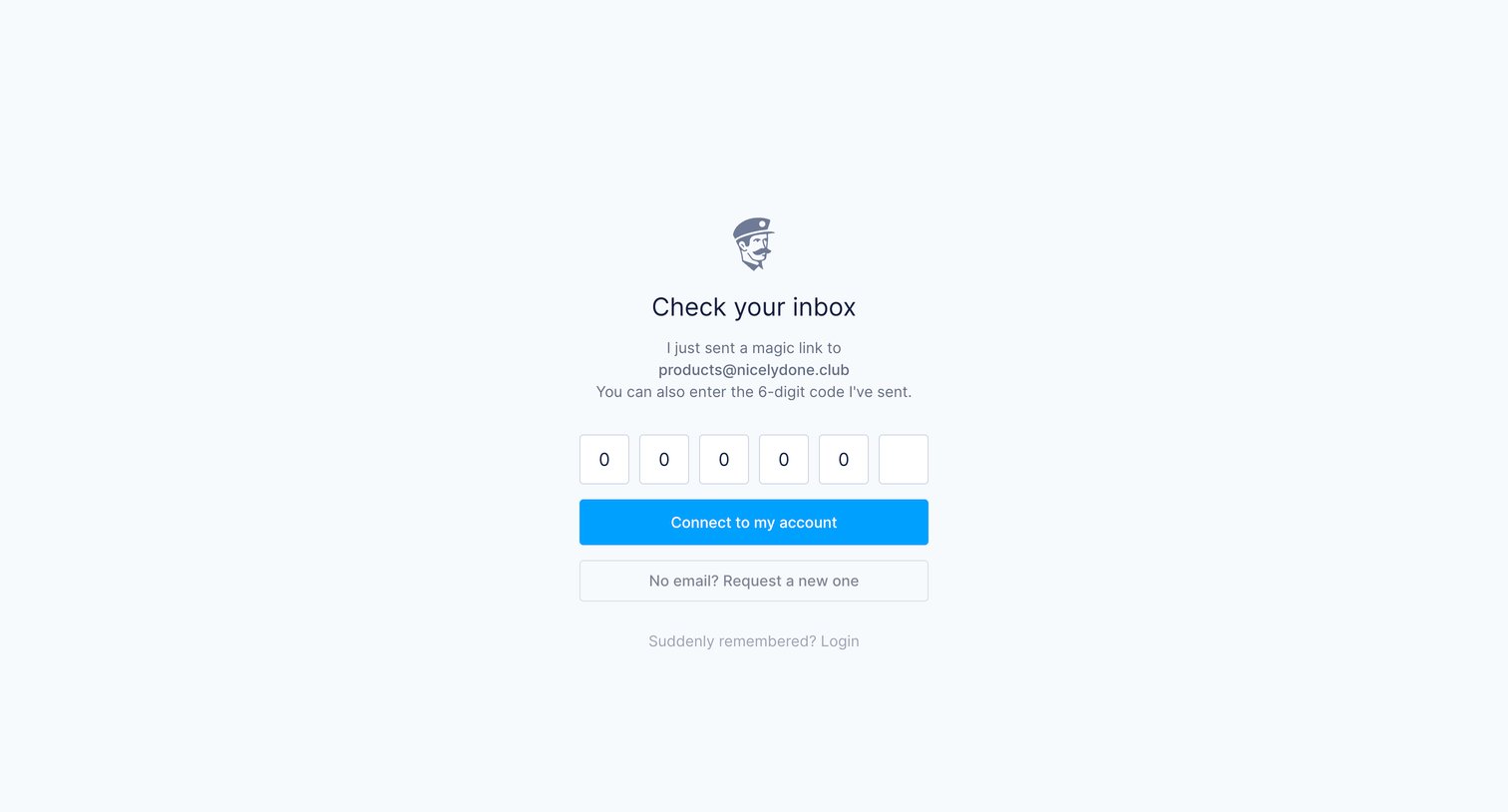 Fernand - Lost your password screen