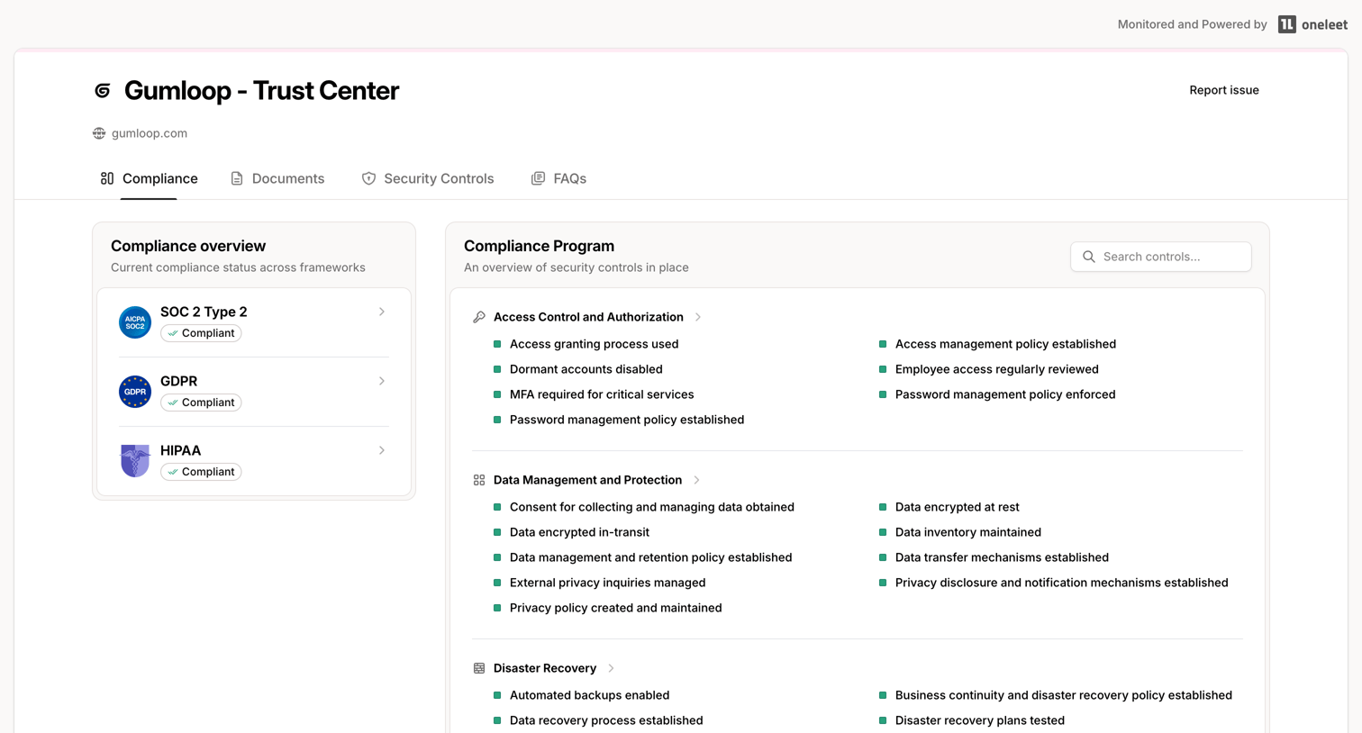 Gumloop - Gumloop - Trust Center screen