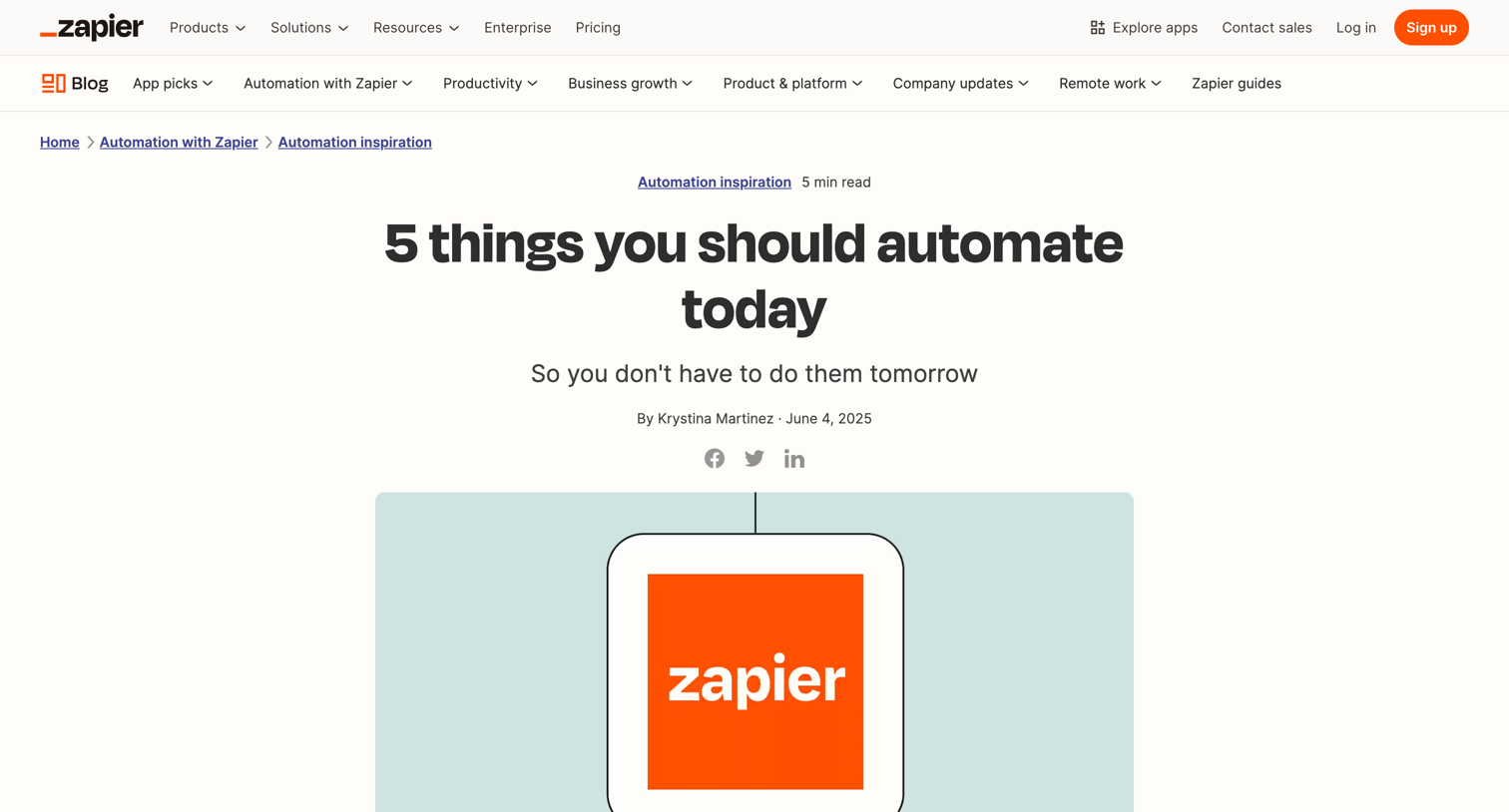 Zapier - 5 ways to cut out busywork at work with automation Zapier screen
