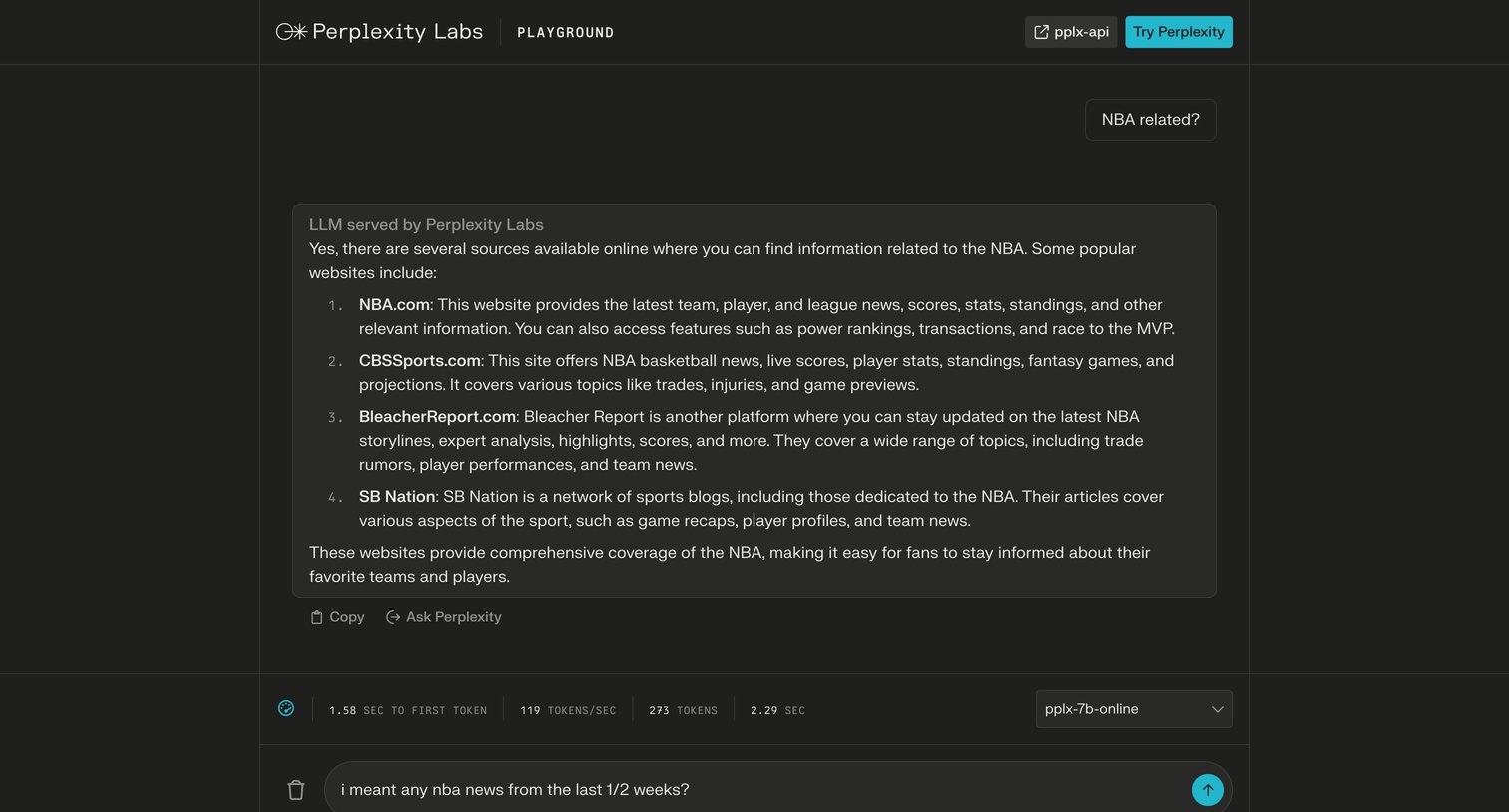 Perplexity - Perplexity Labs screen