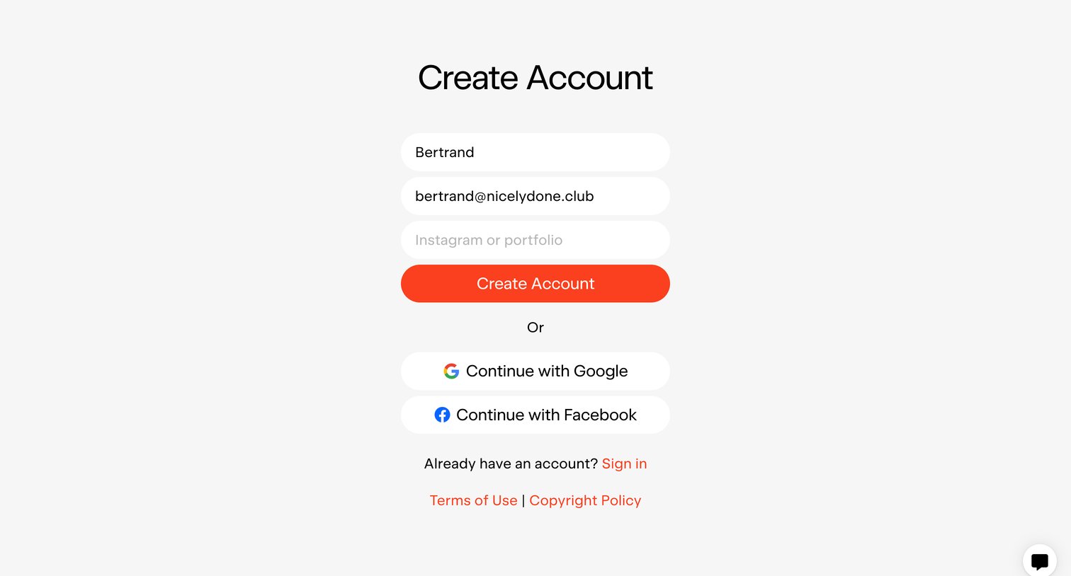 Exactly - Create account - Exactly.ai screen