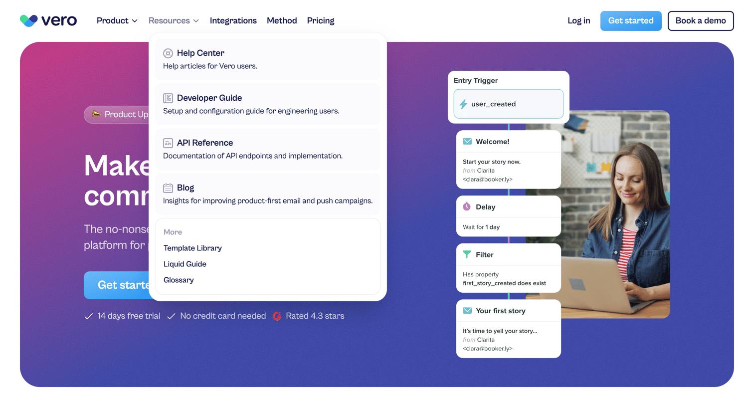 Vero - Vero Customer Engagement Platform screen