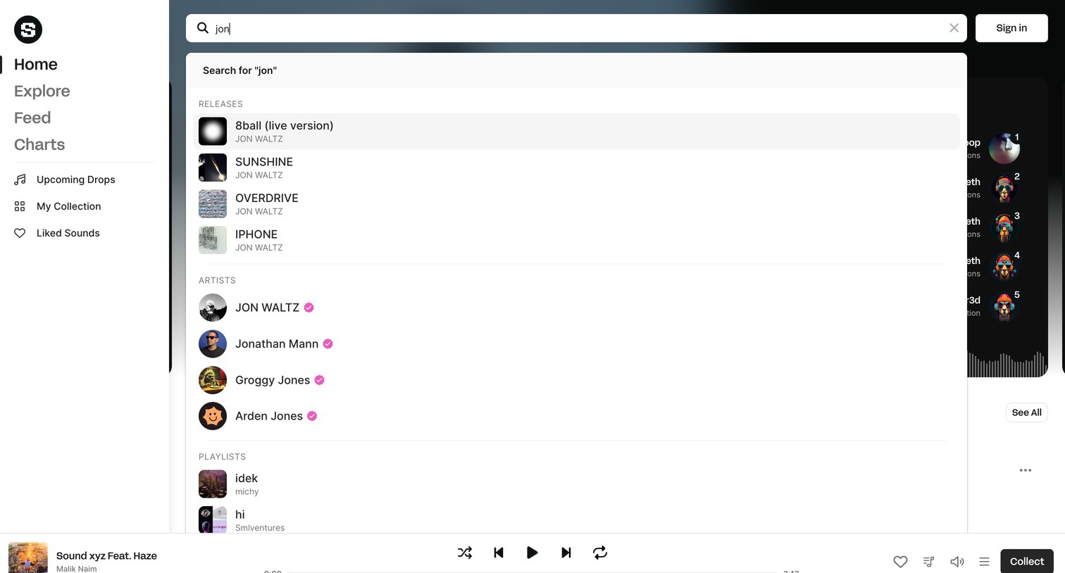 Sound.xyz screen