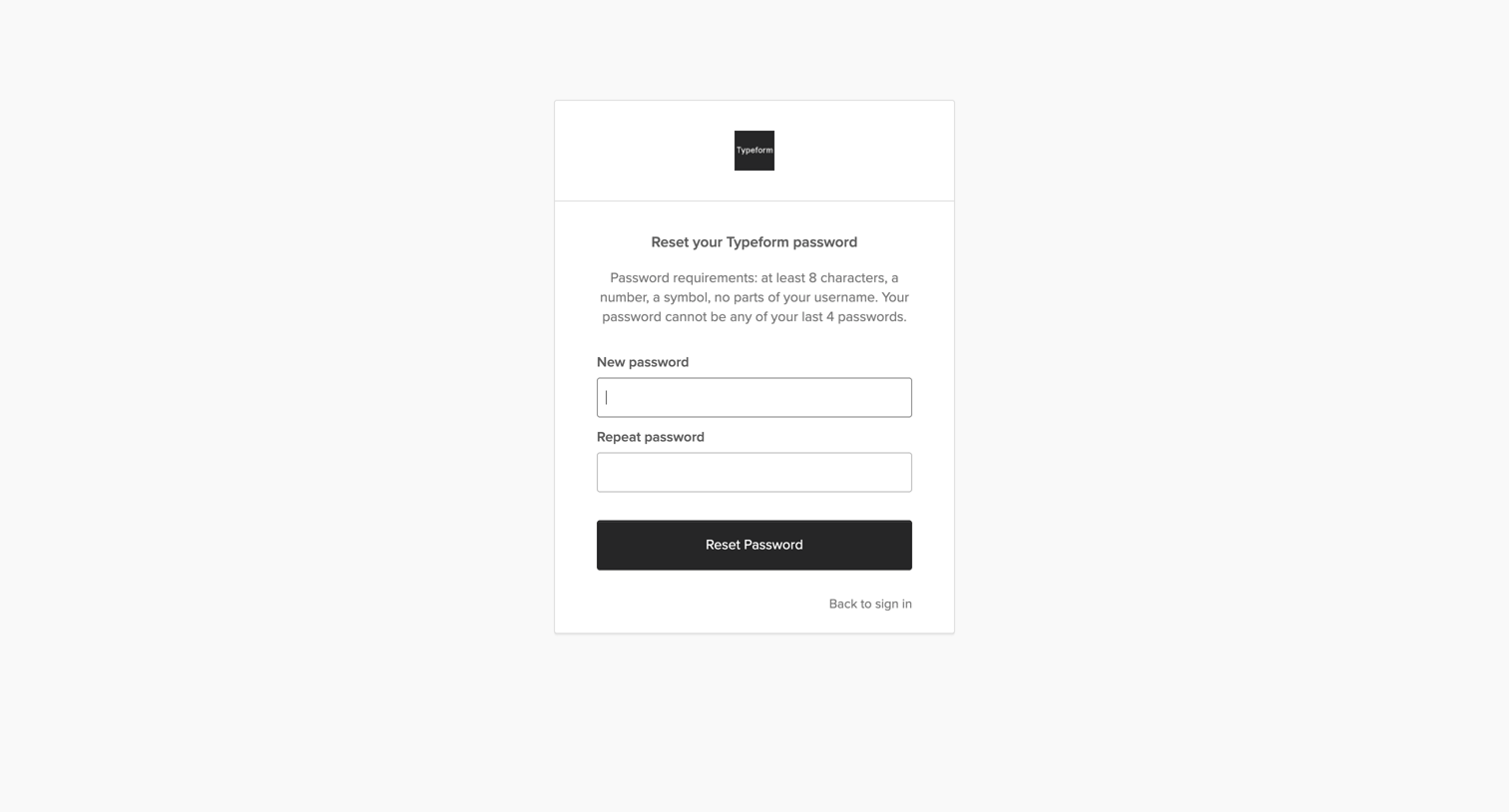 Typeform - Typeform - Sign In screen